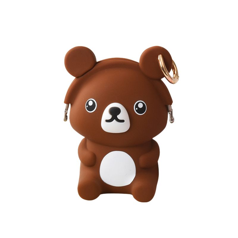 小熊拉鏈掛扣硅膠包，滴膠工藝硅膠錢包