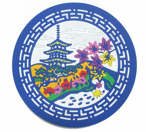 圓形硅膠展廳墊，景物圖案硅膠創(chuàng)意墊子-硅膠墊